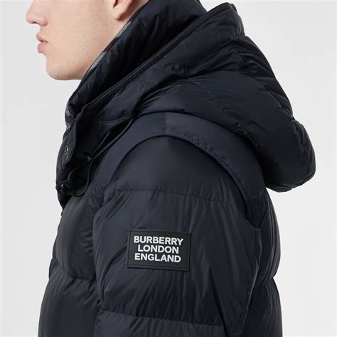 burberry puffer coat mens white|detachable sleeve hooded puffer jacket.